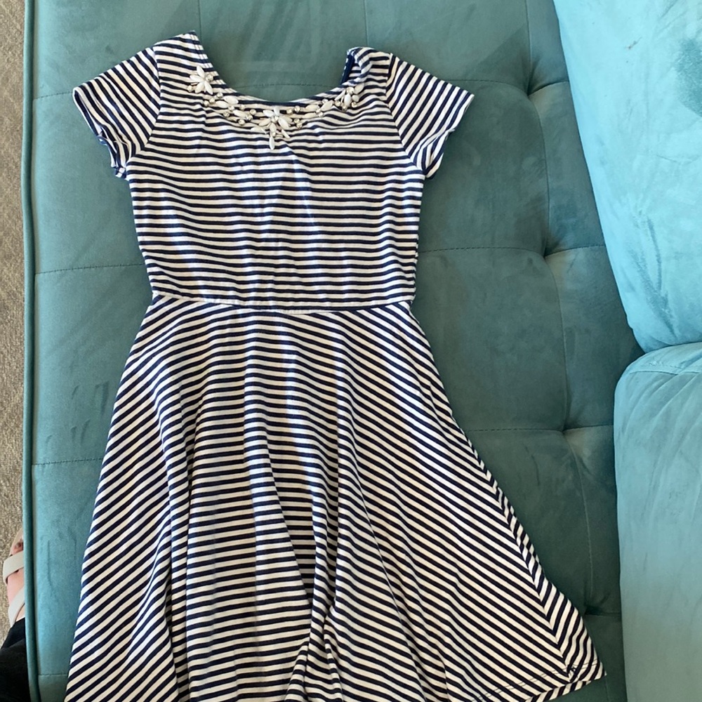 Jewel detailed girls dress, 95% cotton